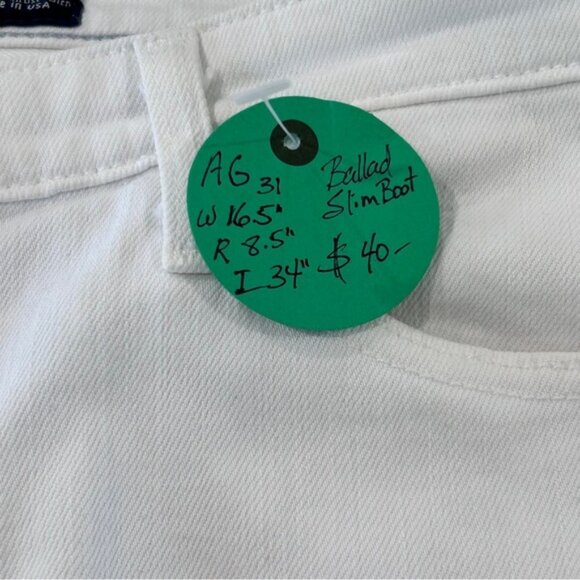 AG Ballad Slim Boot 31 Mid Rise White Jeans - Picture 13 of 15